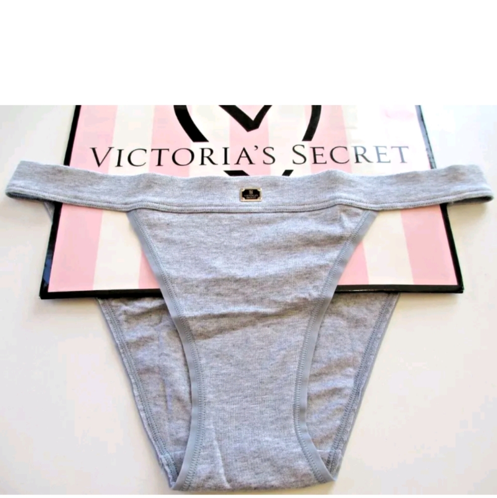 VICTORIA'S SECRET Cotton Tanga String Bikini Panty XL Heather Gray NWT
